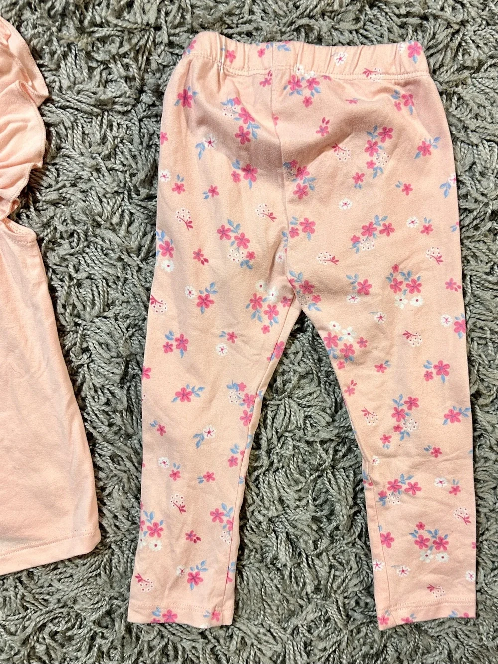 btween Peach Pink Floral Pajama Set - Smile All Day Tee & Leggings - Picture 5 of 9